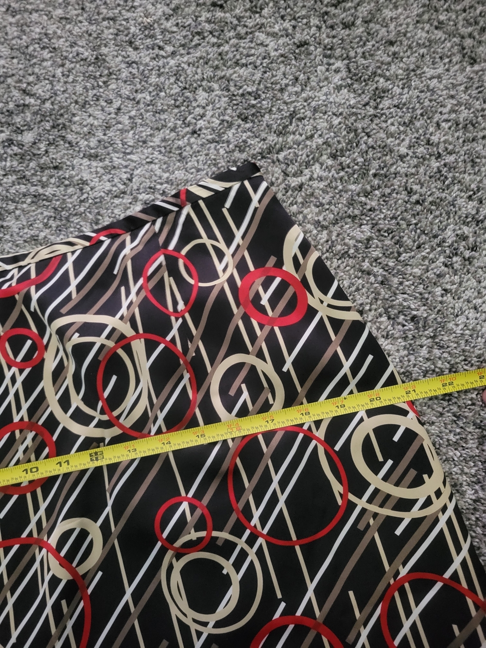 Classic Geometric Print Maxi Skirt - Black with Red & Cream Circles - Picture 9 of 11